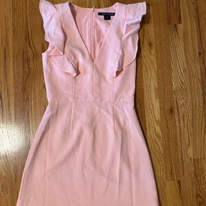 French Connection Pink Ruffled Sheath Mini Dress